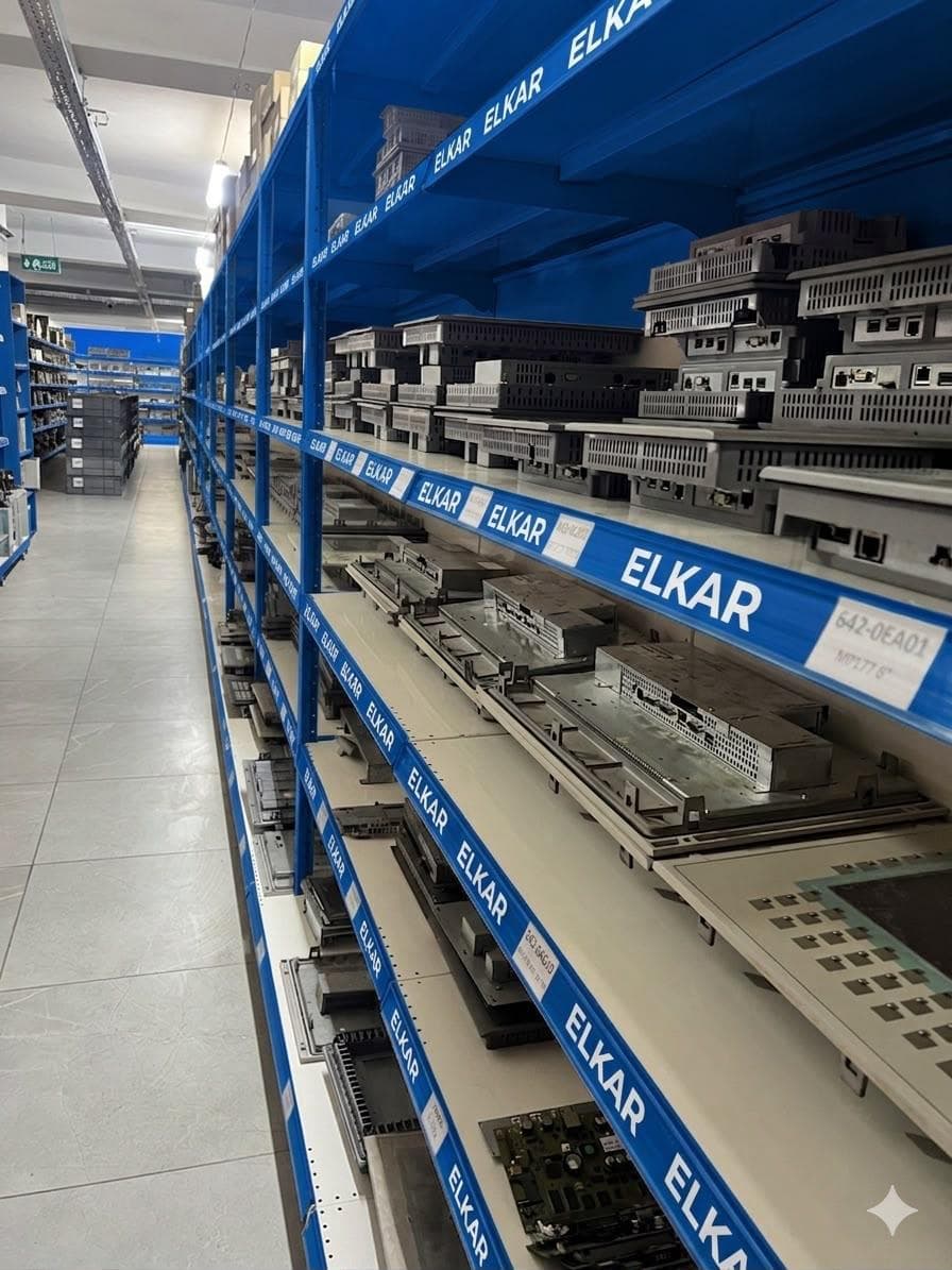 ELKAR warehouse — HMI and operator panel aisle